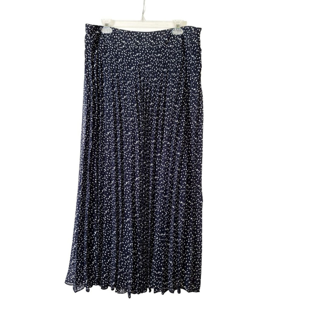 Cato Navy Blue White Polka Dot Pleated Midi Skirt Size 14 Plus librarian school